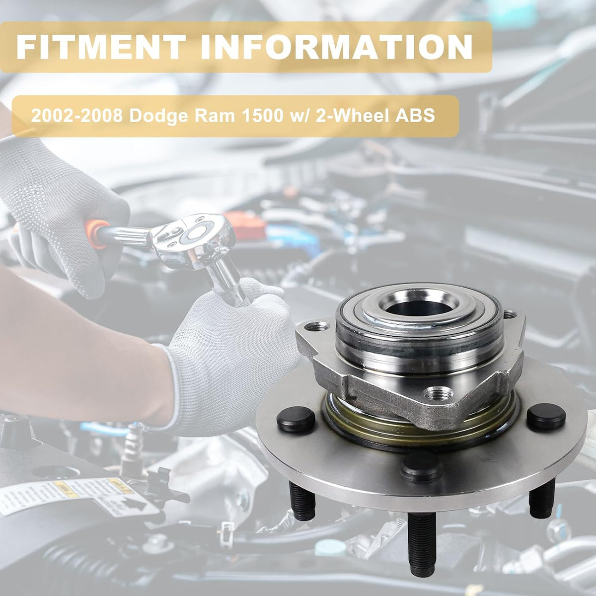 515072 Pair 2 Front Wheel Hub & Bearing Assembly for 2002-2008 Dodge Ram 1500 w/ 2-Wheel ABS