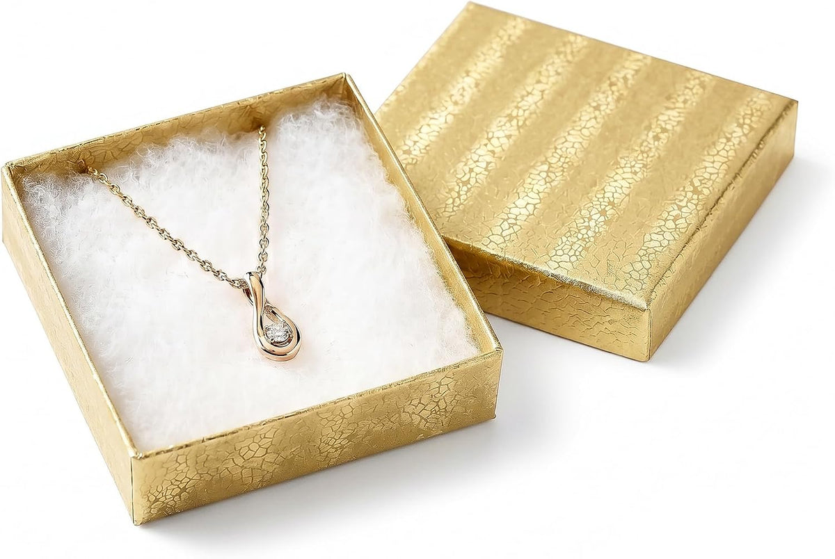 TheDisplayGuys 100 Cardboard Jewelry Gift Boxes with Inserts - Gold Foil