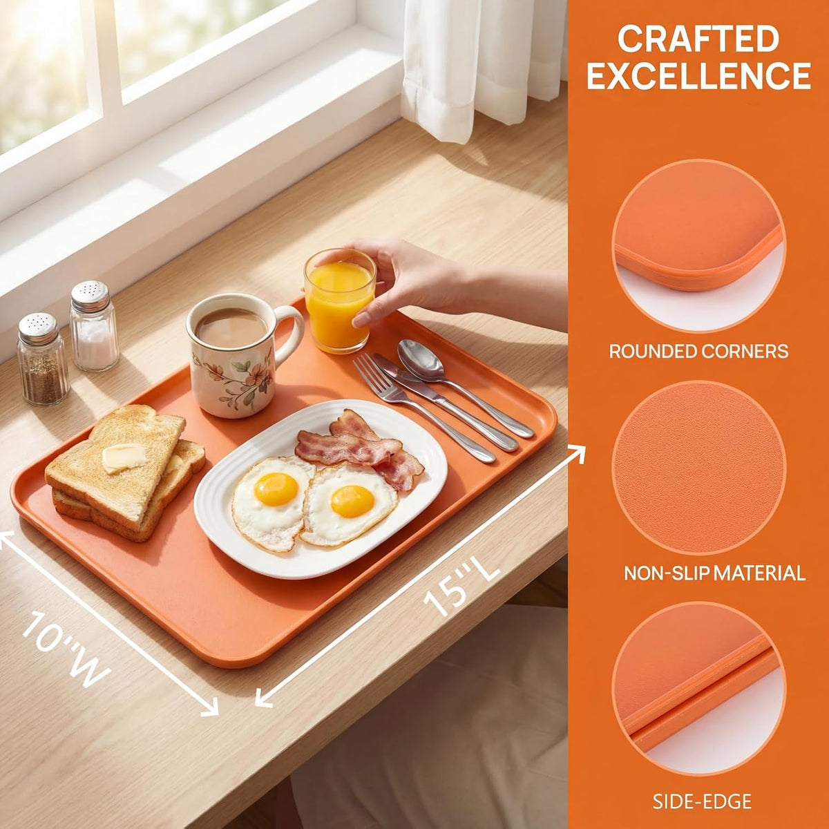 8 Pack Fast Food Serving Tray, 15 by 10-Inch