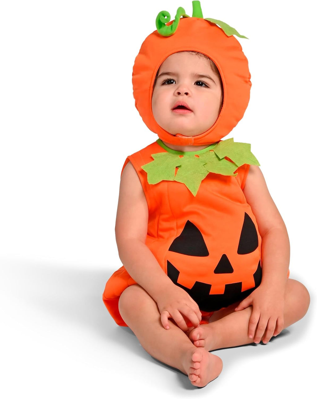 Halloween Baby Pumpkin Costume, Pumpkin Costume Toddler Outfit with Hood for Halloween Dress up party