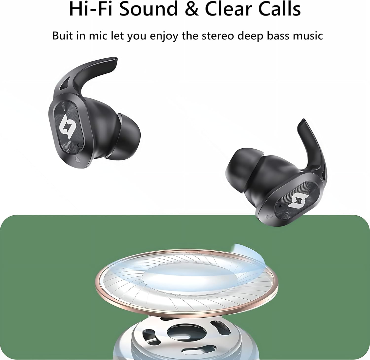 Wireless Earbuds Bluetooth Earbuds Wireless Charging Case Waterproof Headphones Built in Microphone Stereo Bass 64H