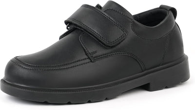 Boys School Uniform Shoes Lightweight Kids Formal Dress Shoes Slip-On Loafers with Hook and Loop Strap