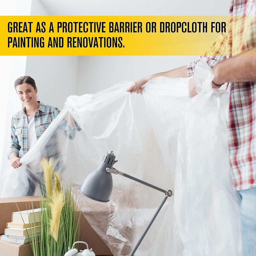 6 MIL Thick Extra Strong Heavy Duty Clear All Purpose Vapor and Moisture Barrier Sheet Tarp/Drop Cloth - 10' x 25'