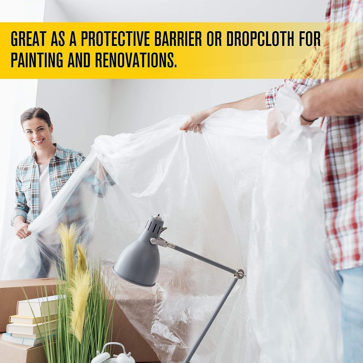 6 MIL Thick Extra Strong Heavy Duty Clear All Purpose Vapor and Moisture Barrier Sheet Tarp/Drop Cloth - 10' x 25'