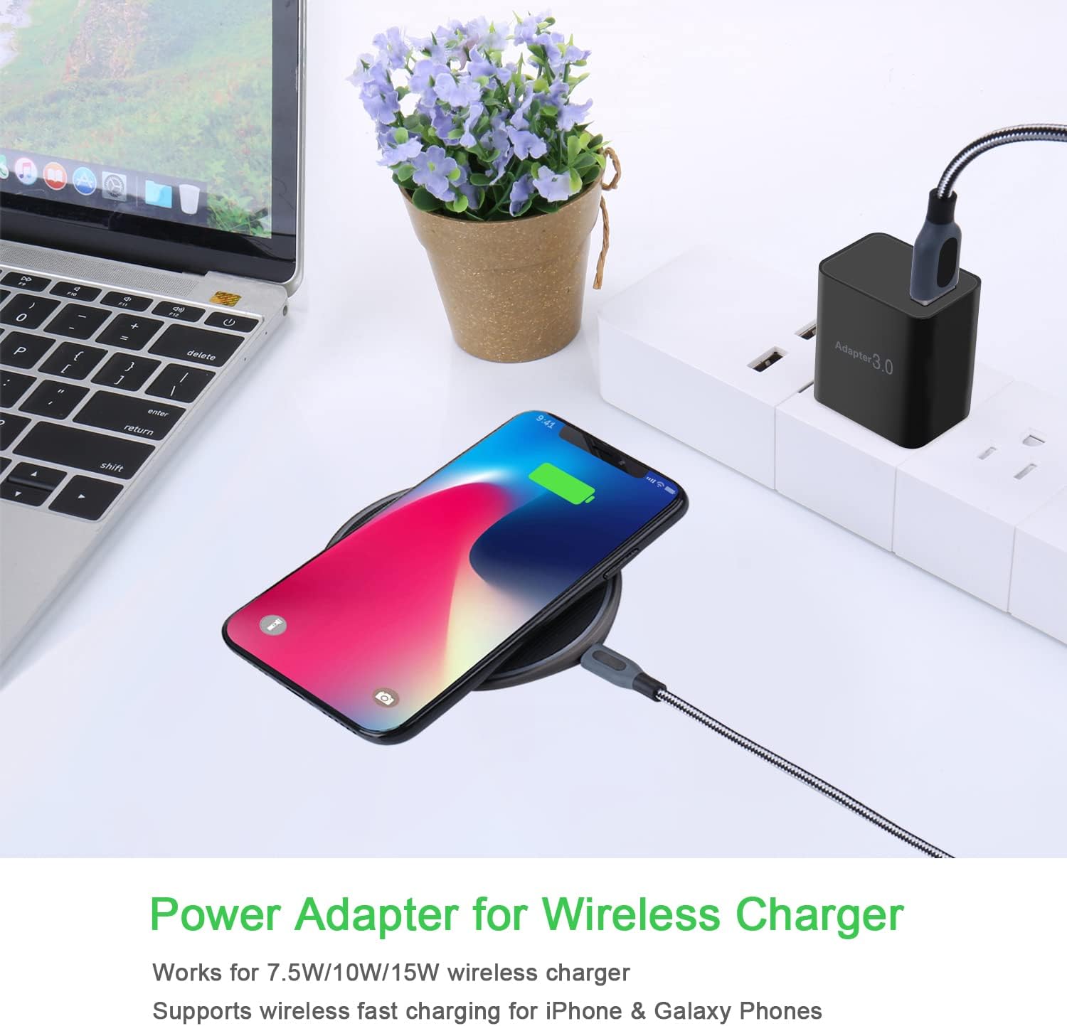 USB Wall Charger, Besgoods 5V 3A Fast Charging Block 3.0 Power Adapter 18W Compatible with Wireless Charger iPhone 16