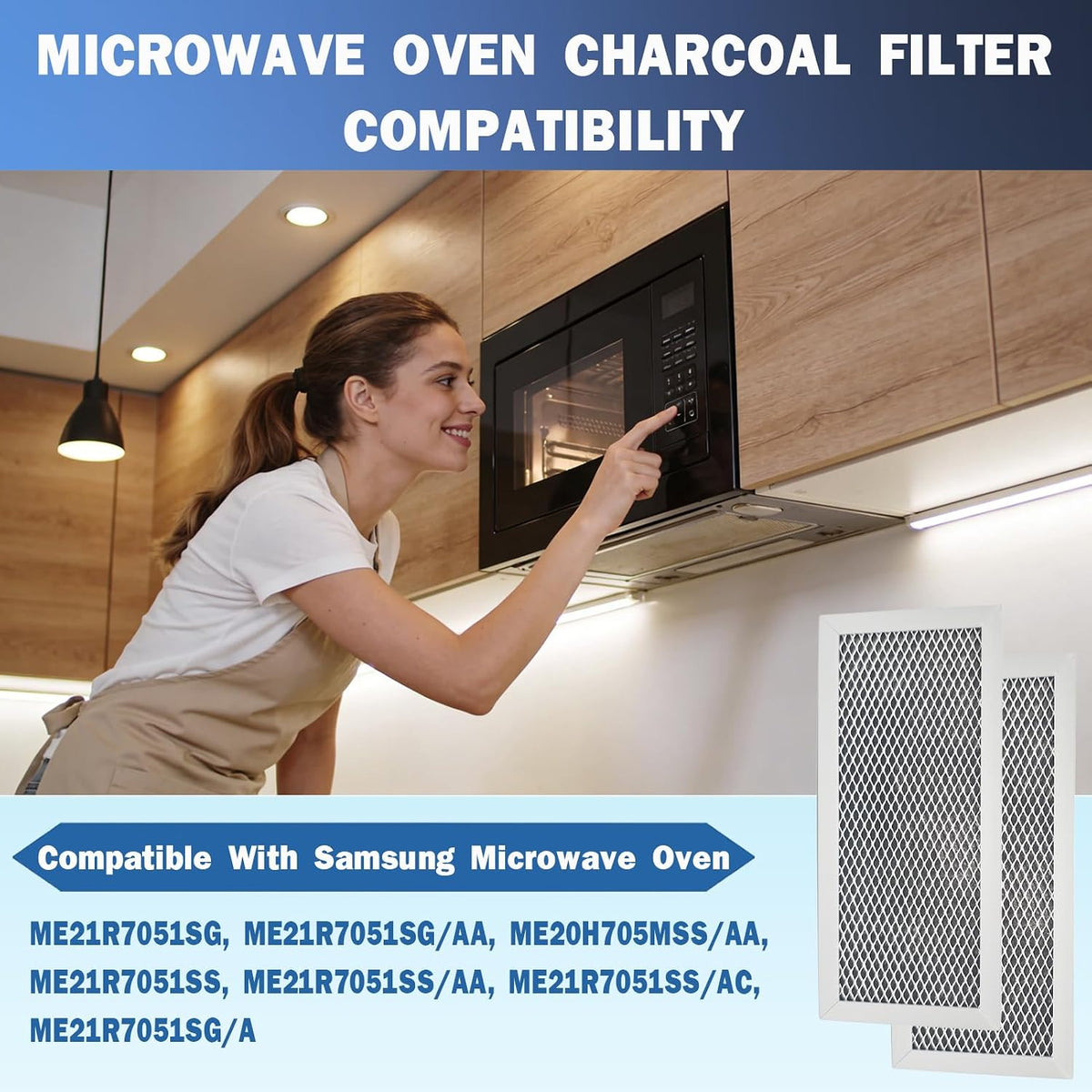 Microwave Charcoal Filter for ME21R7051SG, ME21R7051SG/AA, ME20H705MSS/AA