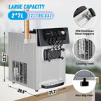 Commercial Soft Serve Ice Cream Machine, 2200W 3 Flavor Soft Serve Maker with LCD Touch Screen, 5.3-7.4 Gal/Hr High