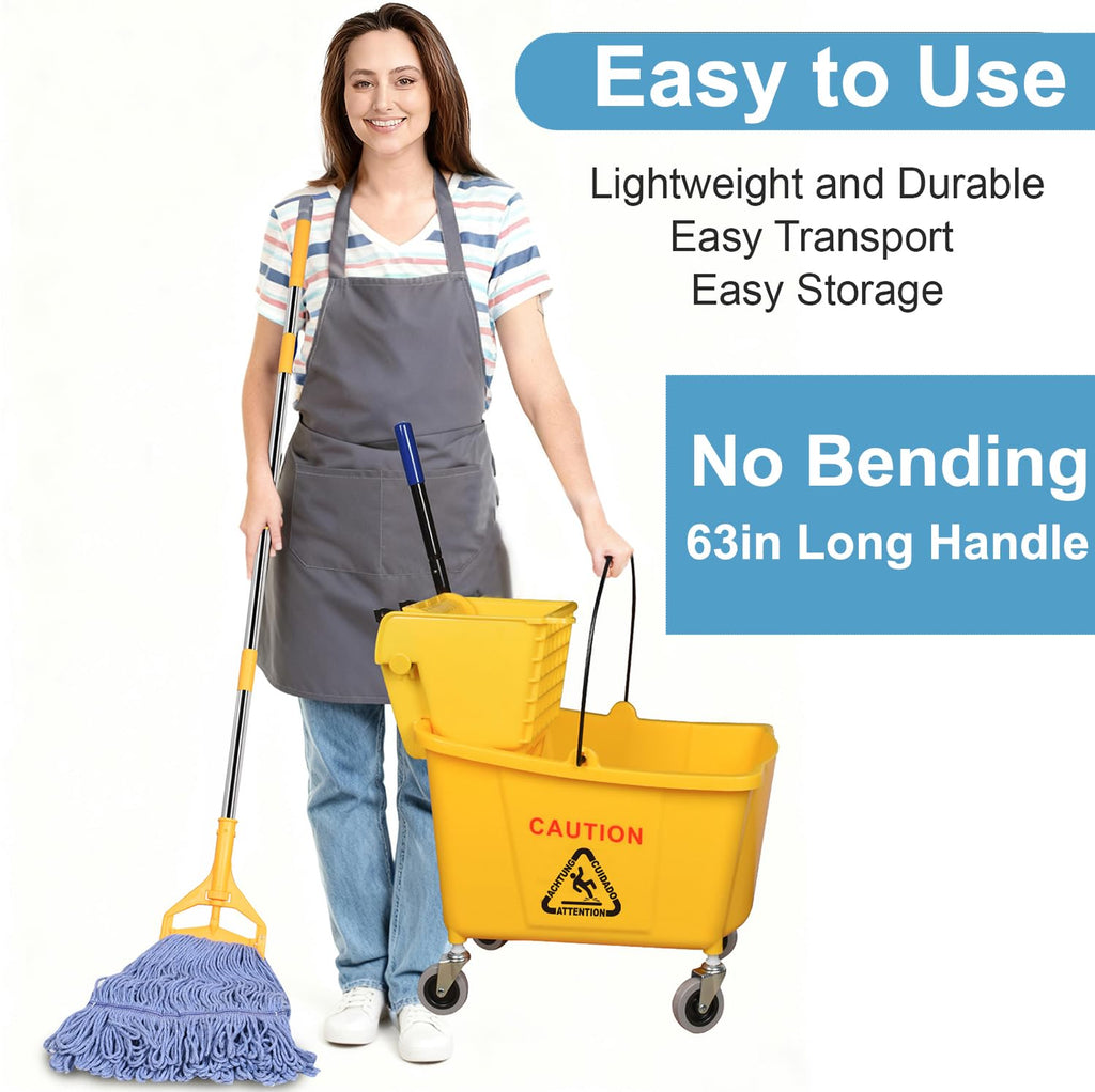 Side Press Wringer Combo Commercial Mop Bucket on Wheels, 35 Quart