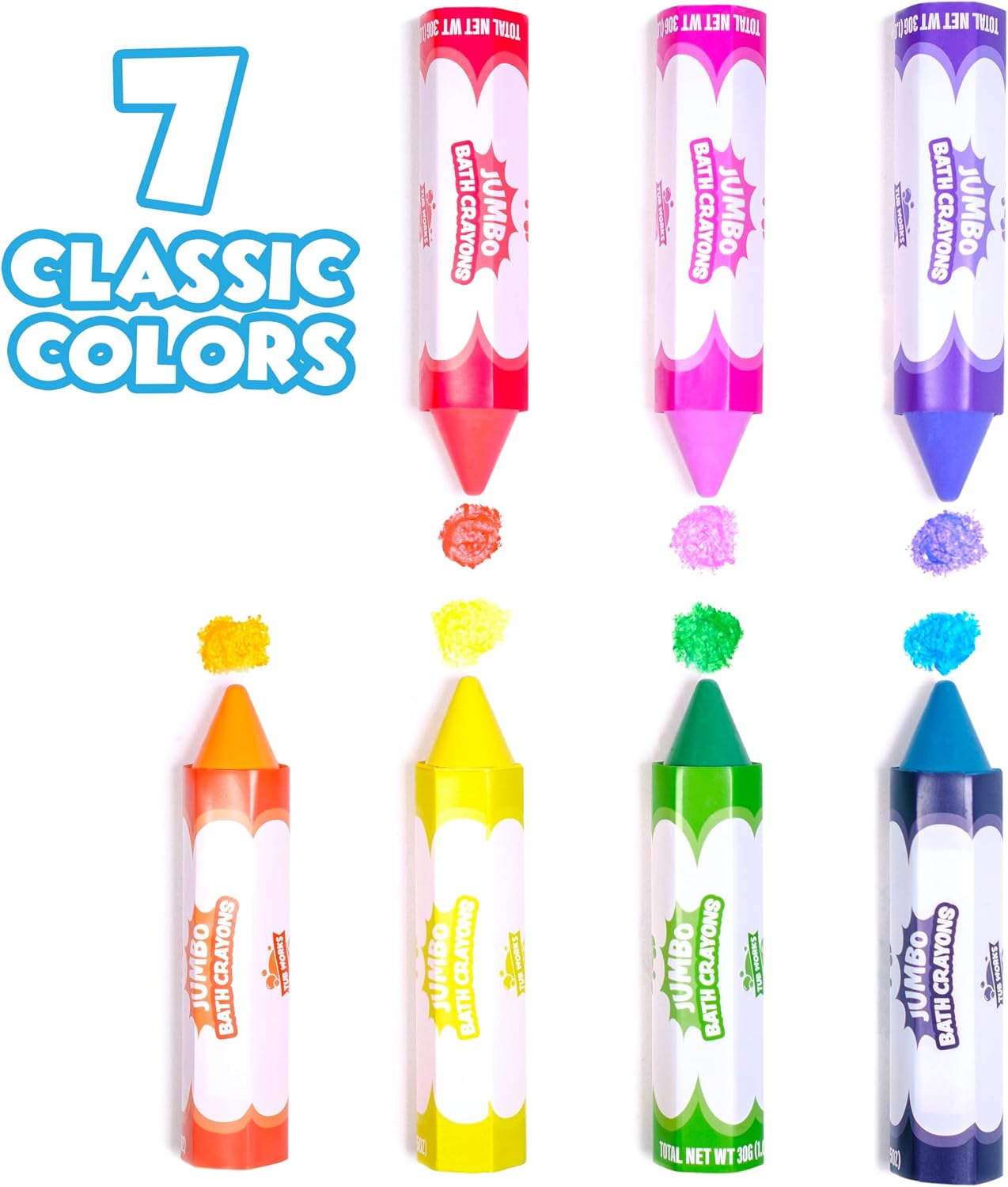 Smooth Jumbo Bath Crayons Bath Toy | Nontoxic, Washable Bath Crayons for Toddlers & Kids | Unique Formula Draws