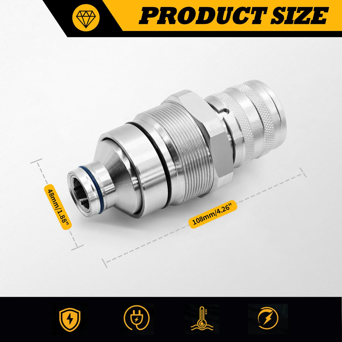 Jecoupoon 48MM Thread Hydraulic Flat Face Quick Coupler Kit 7246802 7246799