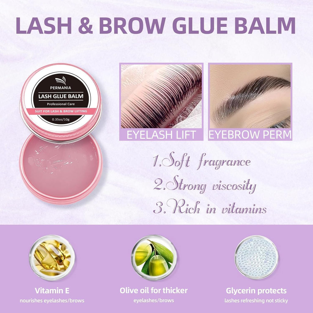 Lash Perm and Black Kit,Salon Grade Supplies for Eyelash Lift and Brow Lamination Black Ti-nt with Lash Lift Balm 4