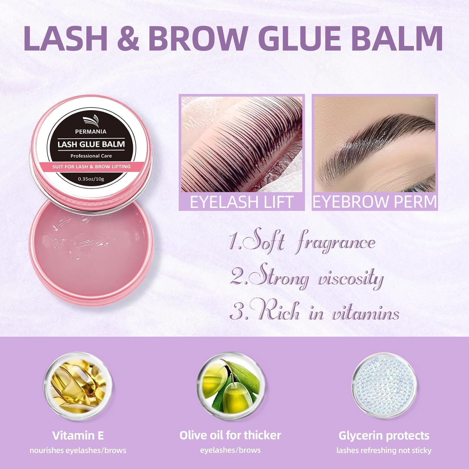 Lash Perm and Black Kit,Salon Grade Supplies for Eyelash Lift and Brow Lamination Black Ti-nt with Lash Lift Balm 4