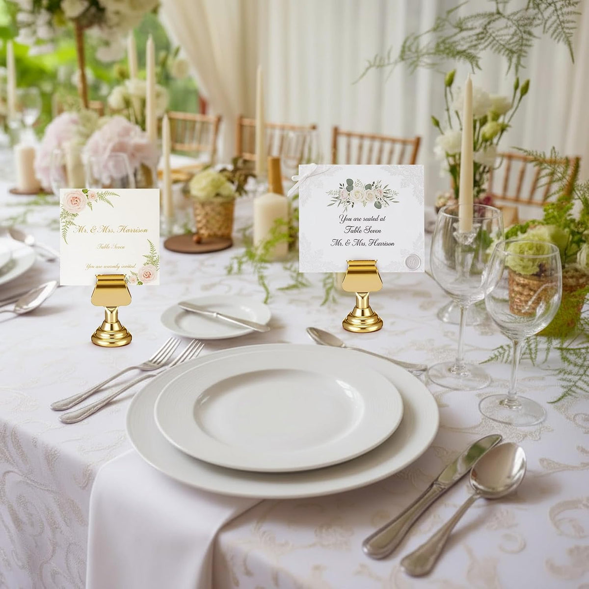 24 Pcs Wedding Table Number Holders Metal Gold Place Card Holder