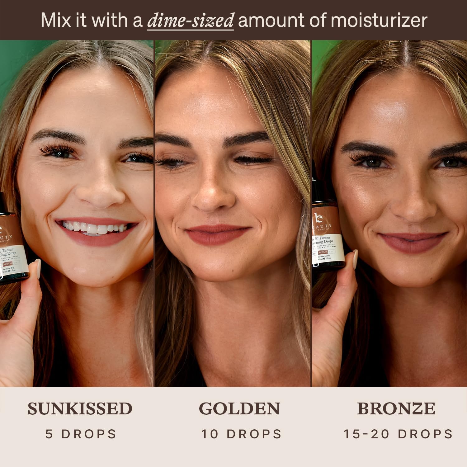 Self Tanning Drops - USA Made with Natural & Organic Ingredients | Medium Face Tanning Drops to Add to Lotion