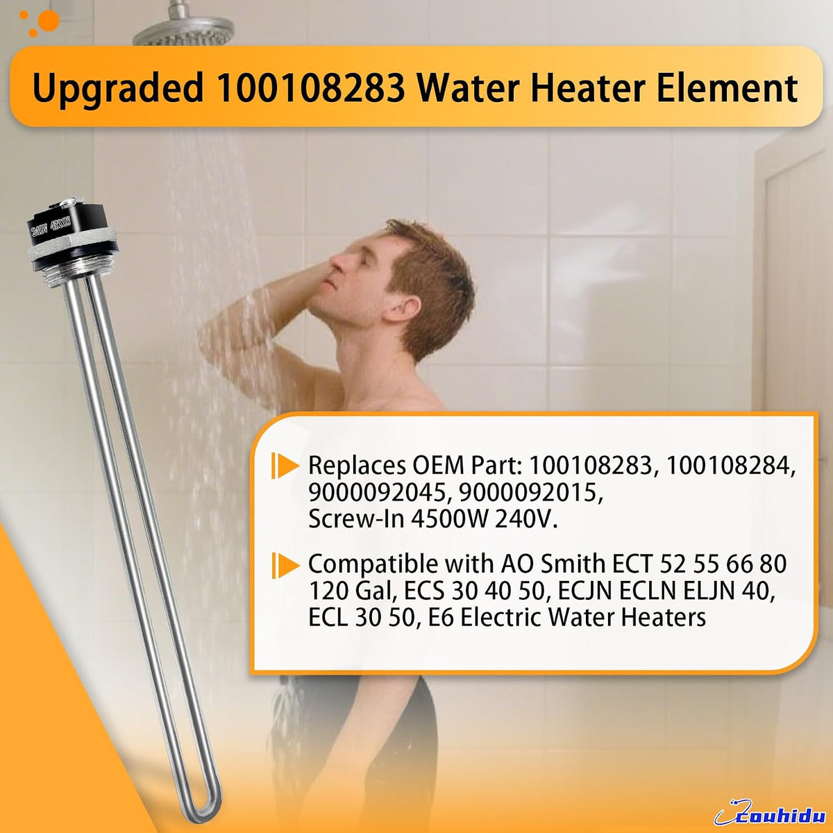 Upgraded 100108283 Heater Element Fits AO Smith 4.5KW 240V Water Heating