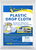 13x16Ft Plastic Drop Cloth 1 Mil Clear Tarp for Painting,Furniture