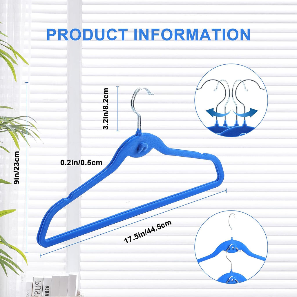 Multi-Color Premium Velvet Hangers with Mini Hooks, Pack of 50, Non Slip, Space Saving Cascading Clothes Hangers
