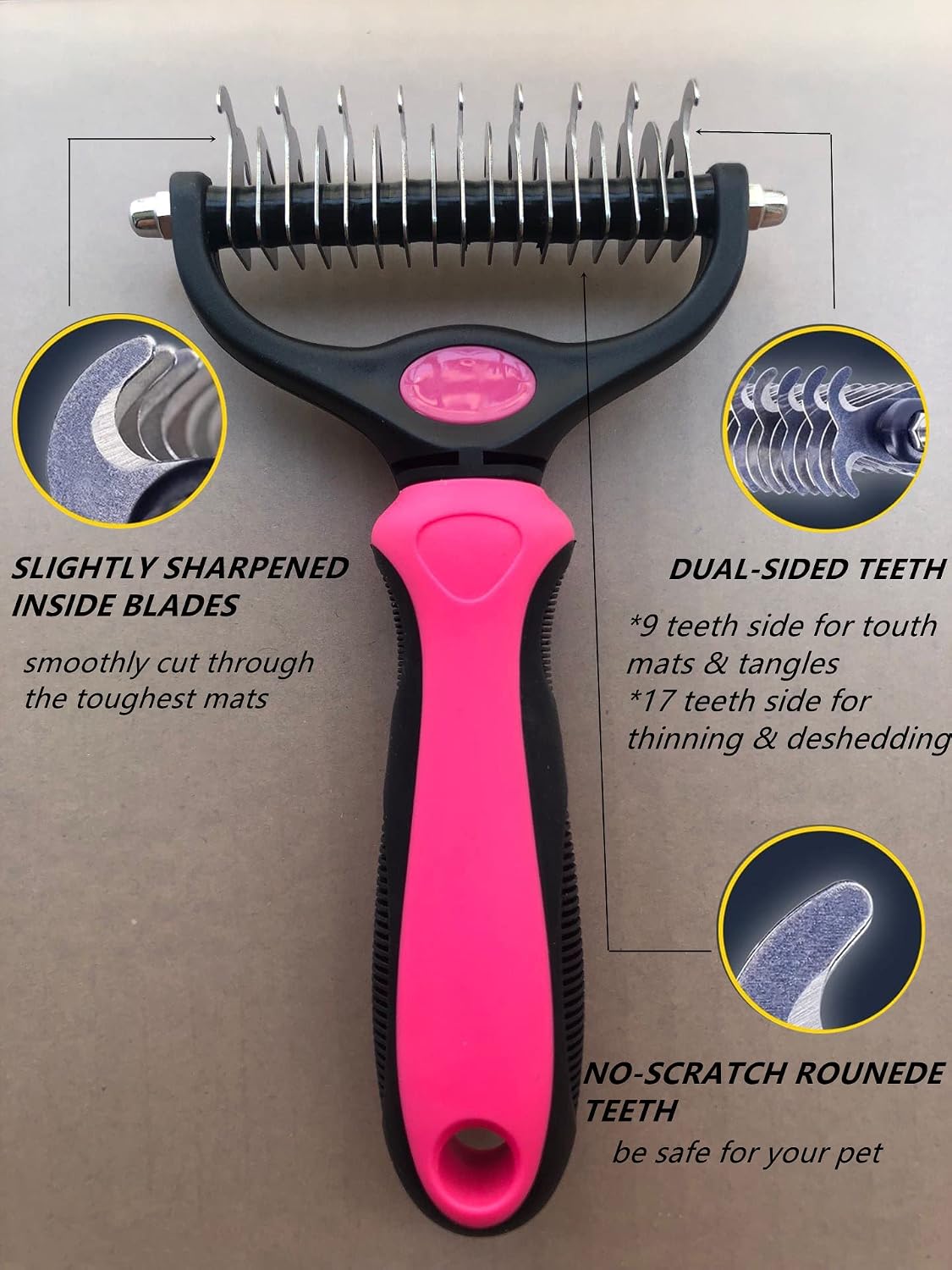Pet Grooming Brush & Nail Clippers Trimmers - Double Sided Shedding and Dematting Undercoat Rake Comb for Dogs and