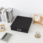 Black Scrapbook Photo Storage Box with Lid, 14.8x13x3.7 In