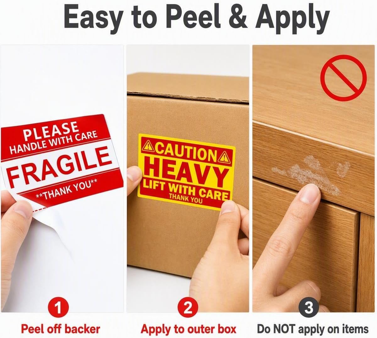 Heavy and Fragile Stickers 4x6 Inch, Warning Labels for Moving, Shipping