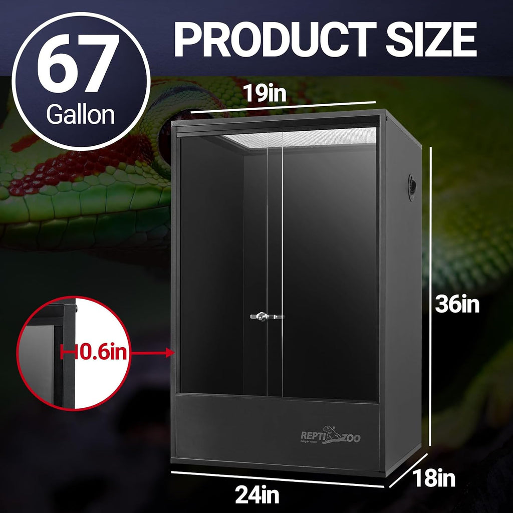 67 Gallon PVC Tall Reptile Tank, 24 x18x36 inch Large Reptile Terrarium for Gecko Lizard Chameleon Frog Snake