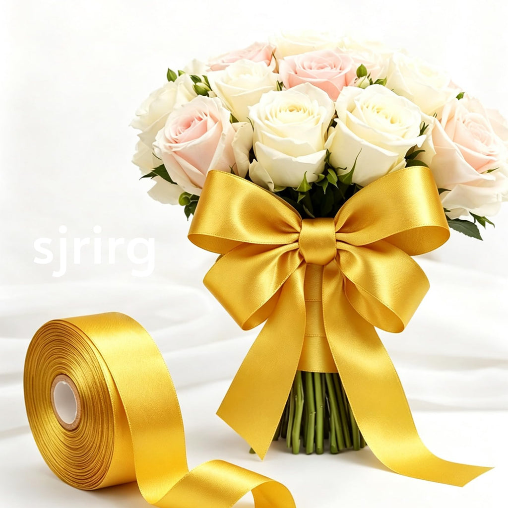 1-1/2 Inch Yellow Satin Ribbon 50 Yards Single Face Polyester