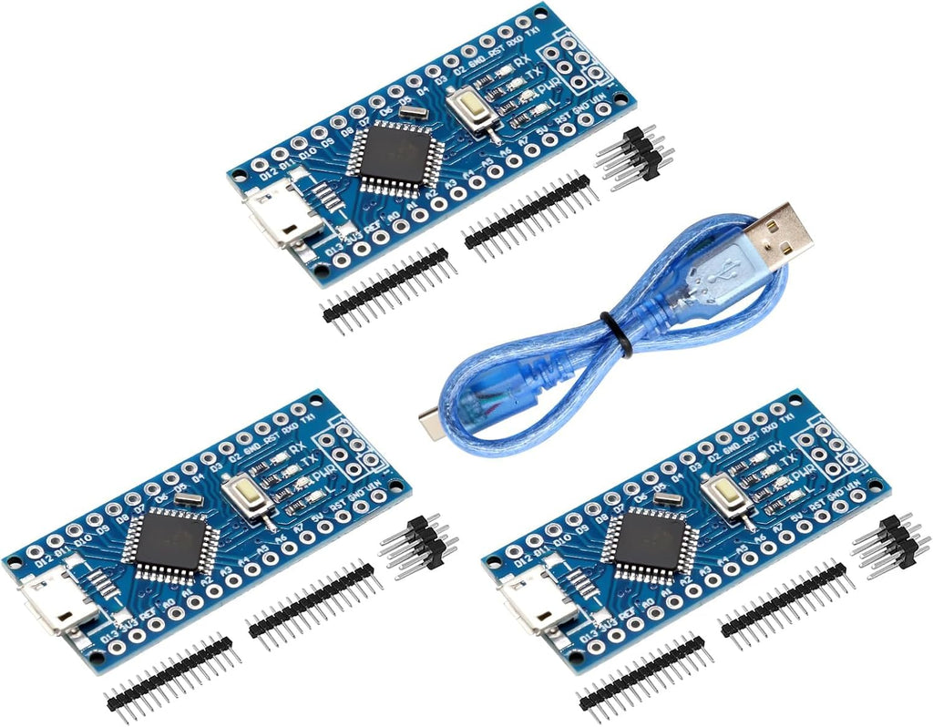 3PCS Nano V3.0 Board With Cable, ATmega328P, CH340G Chip 5V 16M, Microcontroller Compatible With Arduino (Micro USB Port)