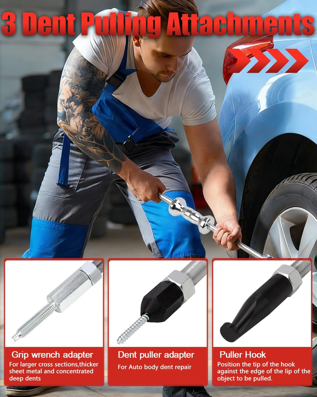9-Way Slide Hammer Puller Set, Front Wheel Hub Remover & Rear Wheel Axle Removal Tool, Heavy Duty Bearing Puller Set