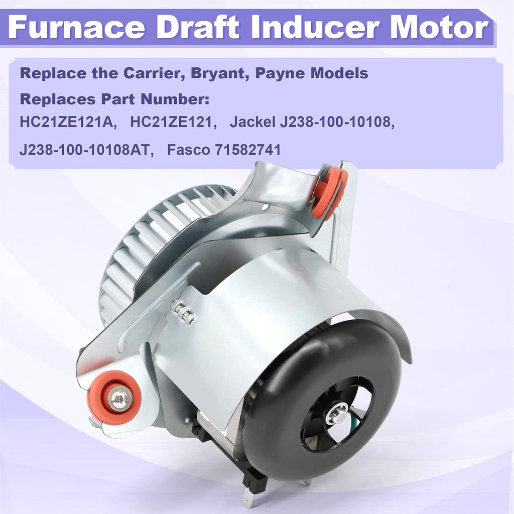 Furnace Draft Inducer Blower Motor Assembly HC21ZE121A Compatible with Payne, Carrier, Bryant, Jakel J238-100-10108 Furnace Blower Motor Kit Replacement