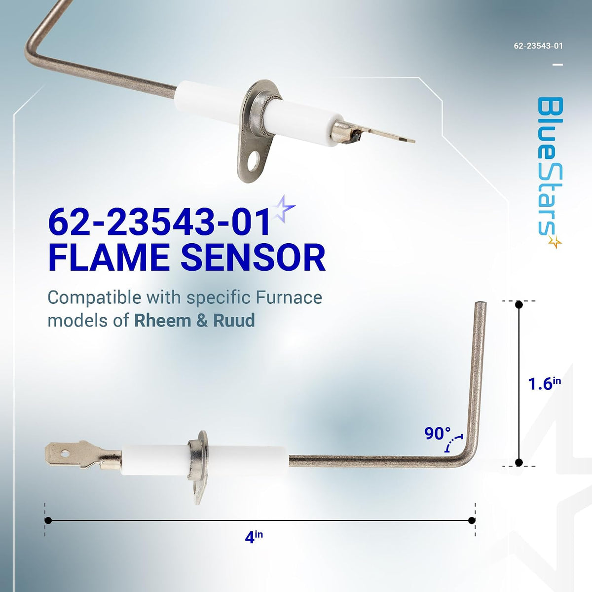 BlueStars 62-23543-01 Flame Sensor 4-Pack for Rheem Ruud WeatherKing