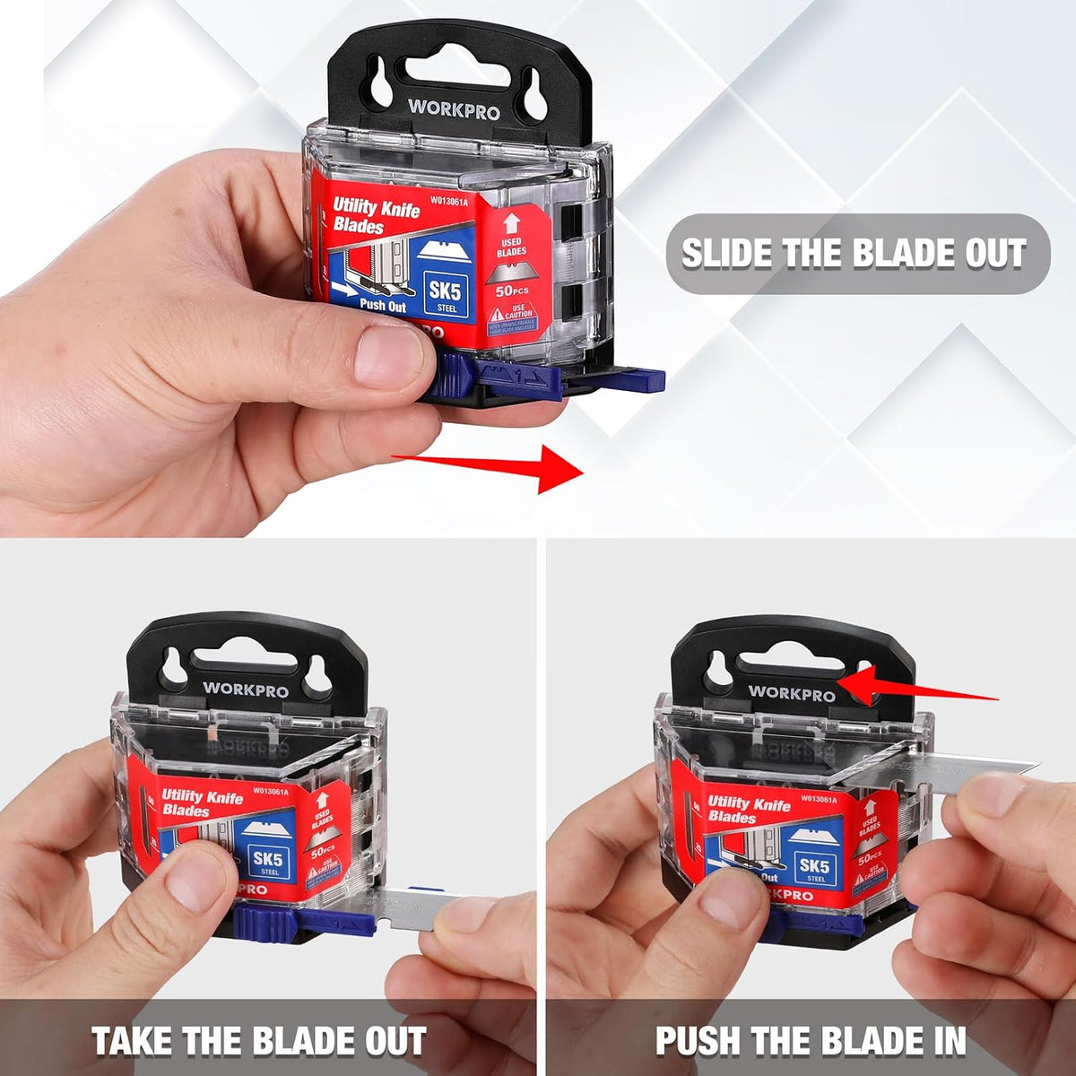 50-Pack Utility Knife Blades with Dispenser