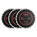 Diamond Blades 12 inch, 3-Pack Concrete Saw Blade Set, 1 in Arbor, High-Hardness Diamond Segments, 65Mn Steel Core