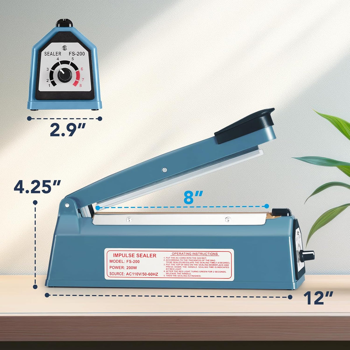 Impulse Heat Sealer 8 Inch, Manual Bags Sealer