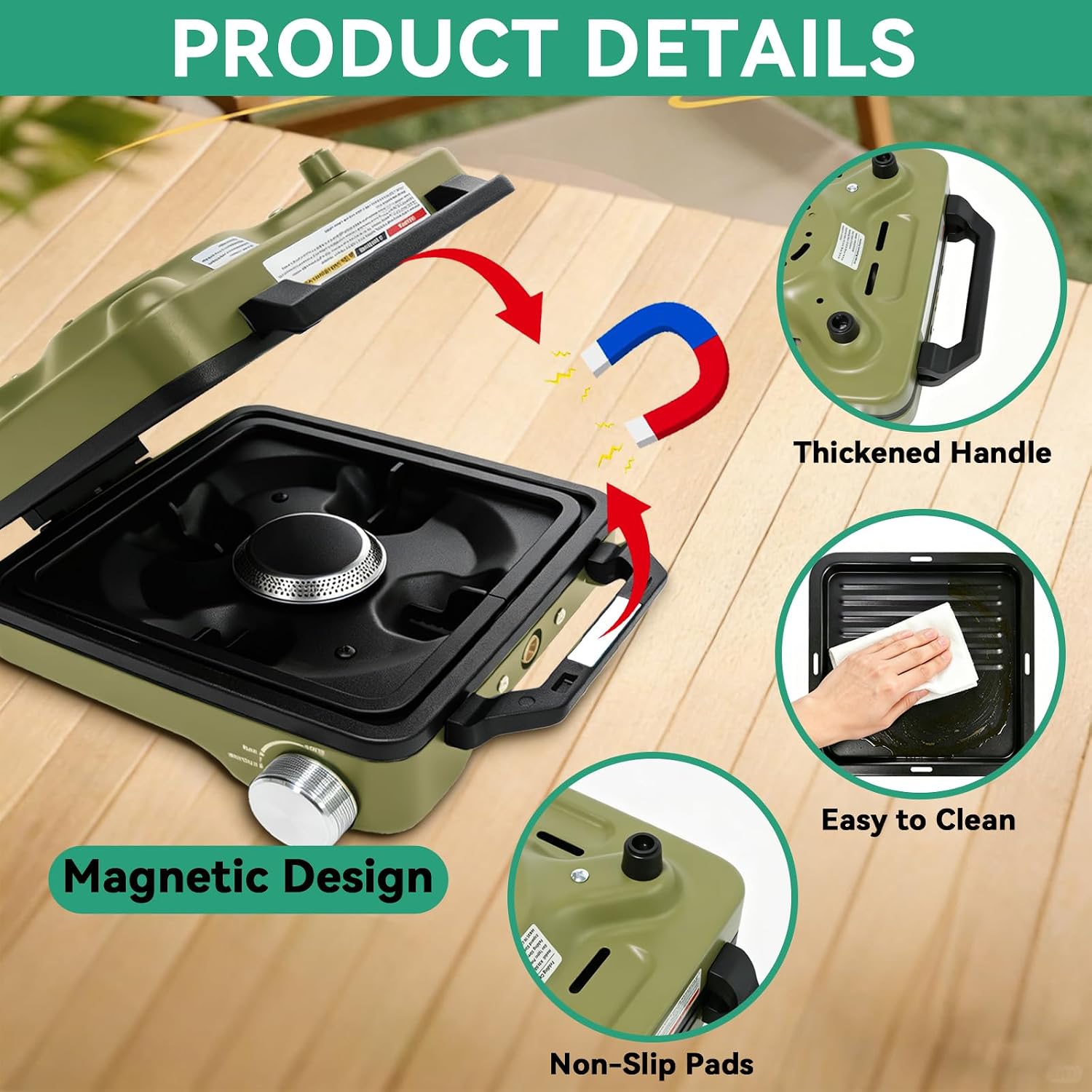 2 Burner Portable Camp Stove, 24000 BTU Propane Camping Stove with Windshield, Folding Gas Stove with Carry Bag
