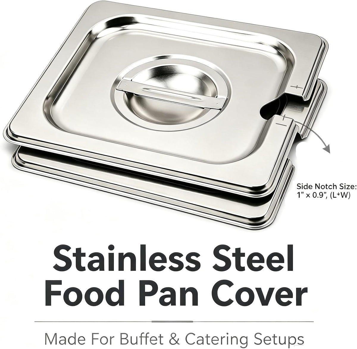 2PCS Stainless Steel 1/6 Size Steam Table Pan Covers