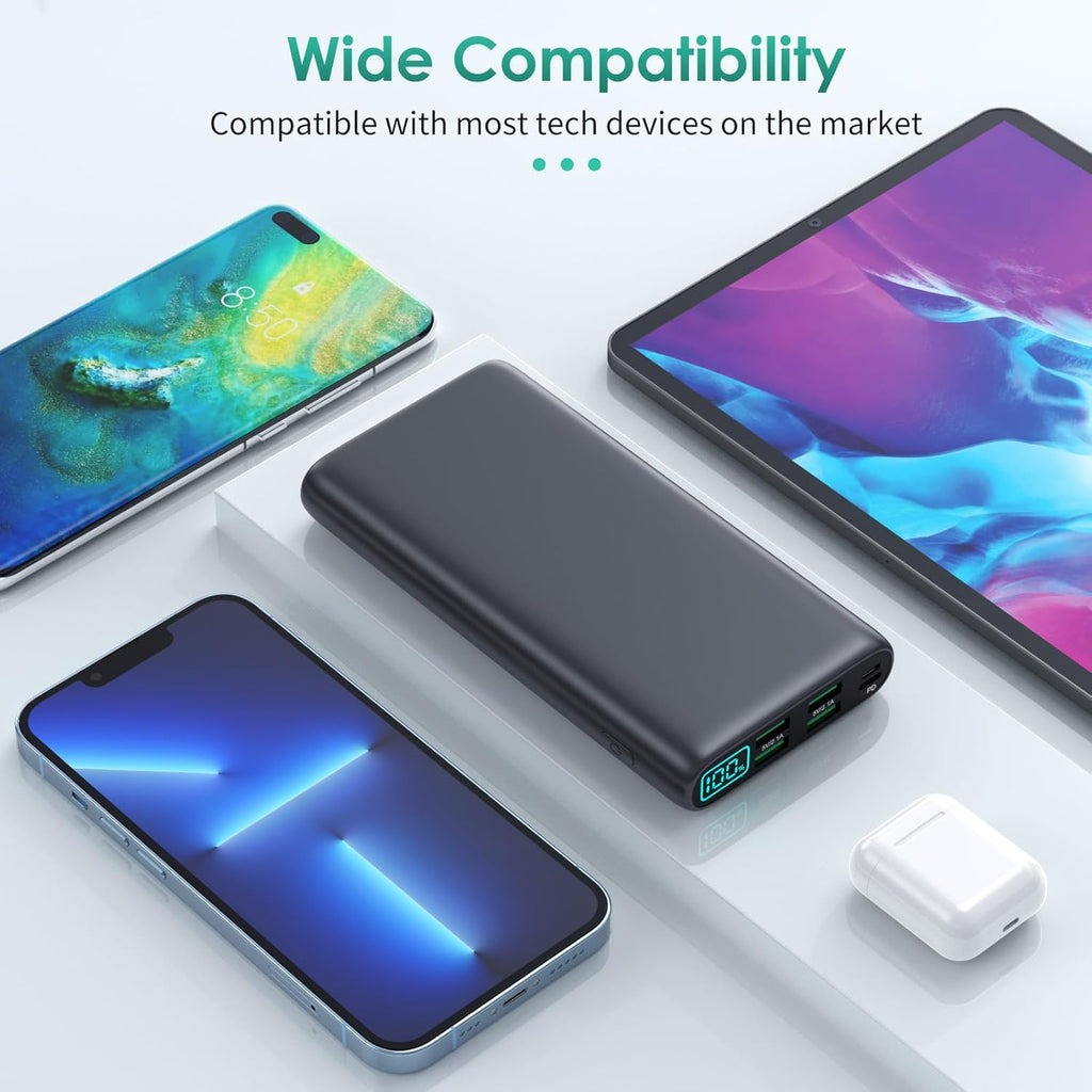 Portable Charger 38800mAh Power Bank with 5 Outputs & 2 Inputs,PD USB C In&Out Fast Phone Charging External Battery