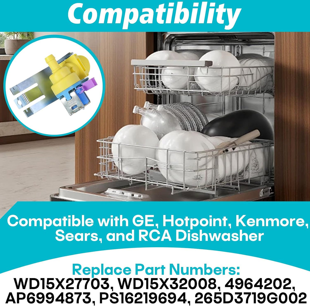 WD15X27703 Dishwasher Water Valve Compatible With Hotpoint Dishwashers