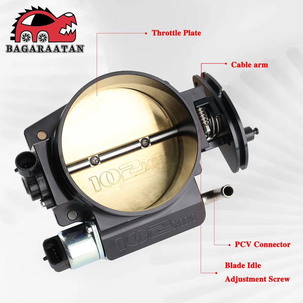 BAGARAATAN 102mm Throttle Body Assembly +TPS IAC Throttle Position Sensor Compatible with Chevy LSX LS LS1 LS2 LS7（Black）