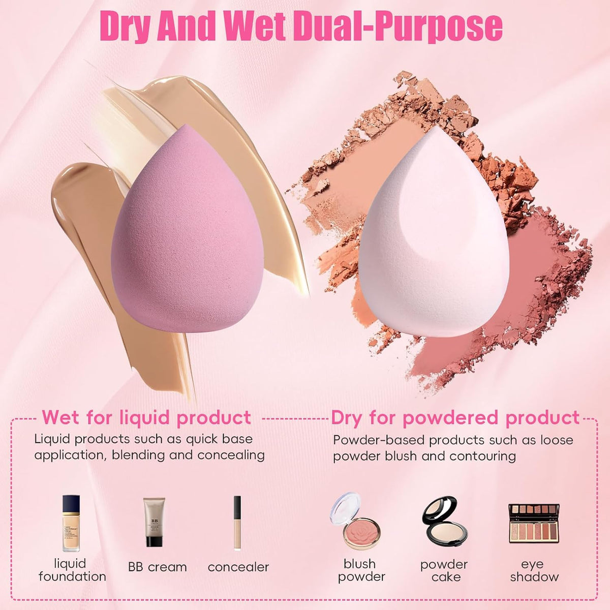 9 Pcs Travel Makeup Brush Set With 7 Pcs Makeup Blending Sponge, Foundation Brush, Mini Makeup Sponge & Case, Luxury