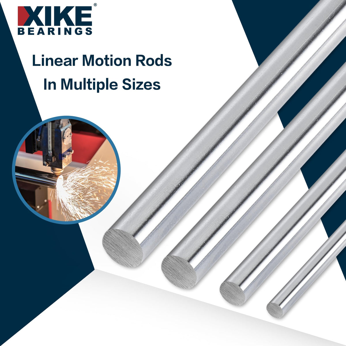 XIKE 8x320mm Hardened Chrome Linear Motion Rod H8 Tolerance (2 Pack)