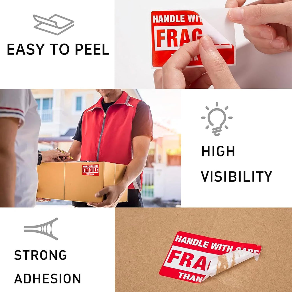 600 PCS 3x2 Inch Fragile Stickers for Shipping and Moving