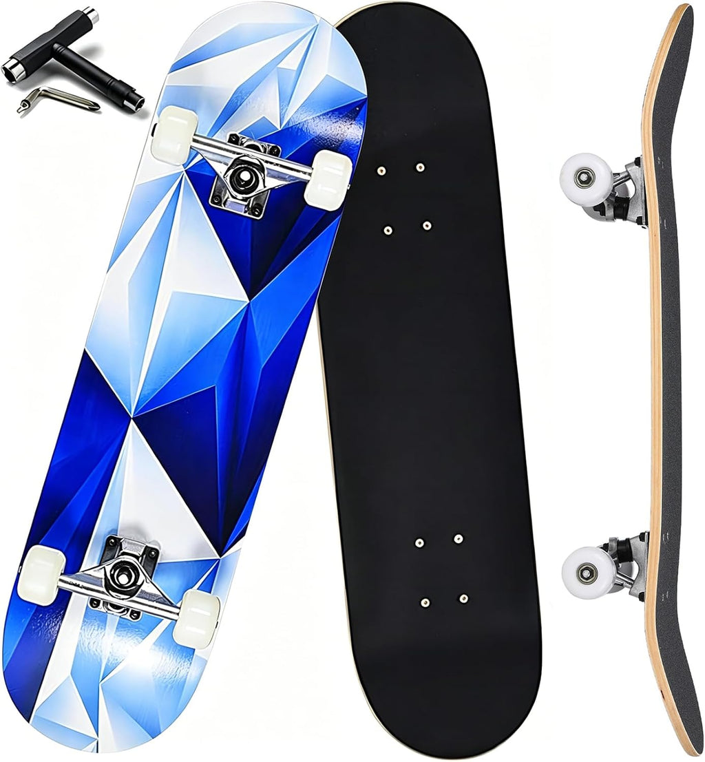 Pro Complete Skateboards for Beginners Girls Boys Kids Youths Teens Adults 31"x8" Skate Boards 7 Layers Canadian