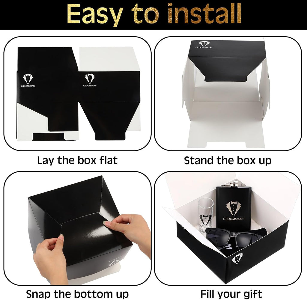 48 Pcs Groomsmen Gifts Box Set Groomsmen Box Stainless Steel Flask Shot Glasses Beer Bottle Poker Card Opener