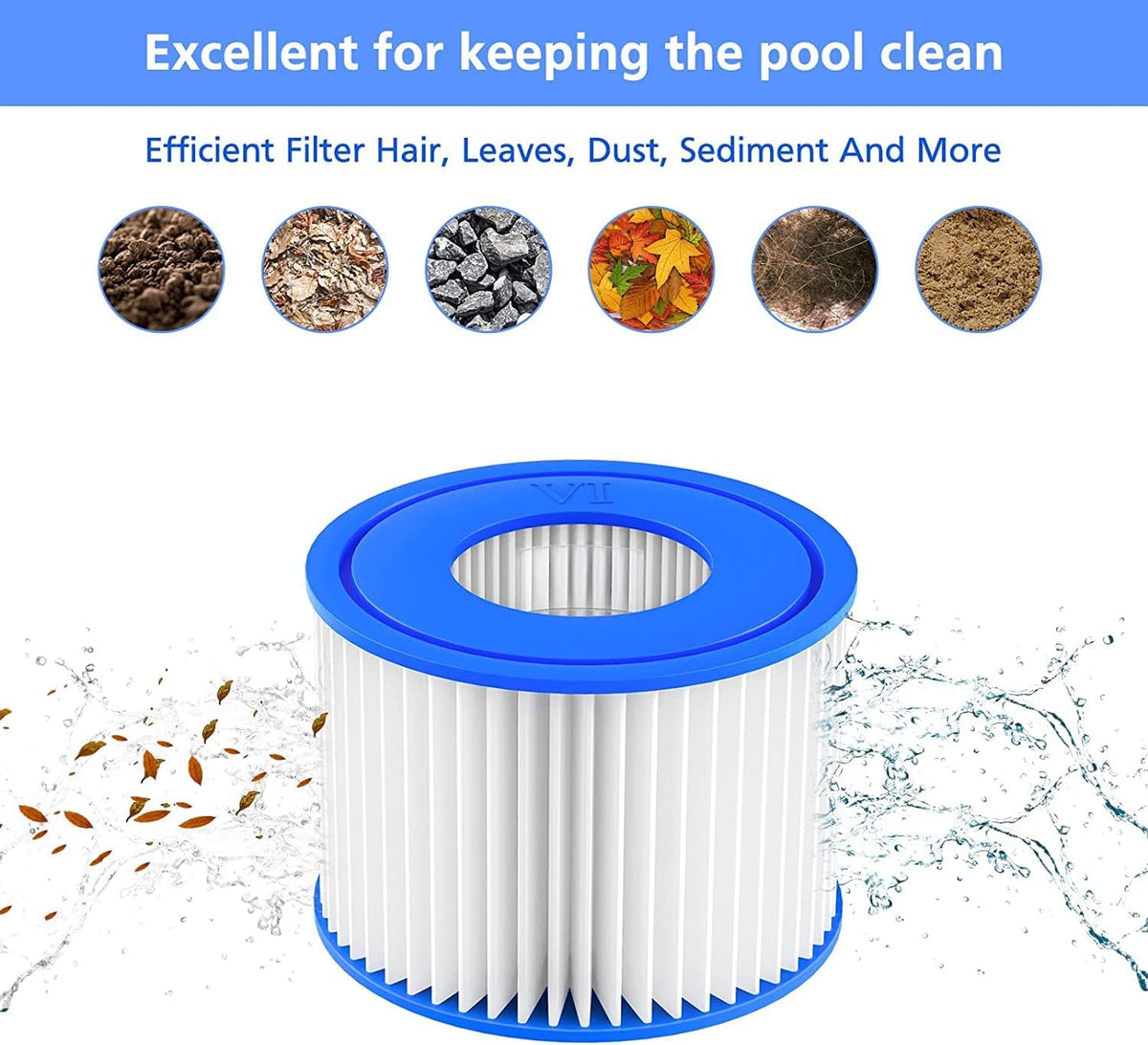 Hot Tub Filter Cartridge Size VI Compatible with Lay-Z-Spa, Coleman SaluSpa 90352E 58323, 6 Pack