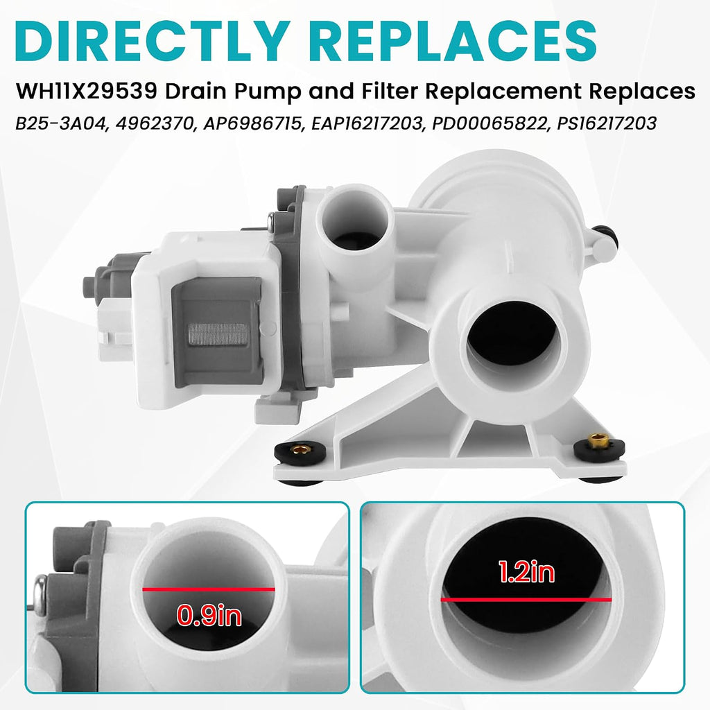 WH11X29539 WH11X39237 Washer Drain Pump and Filter Fit for G-E Washers