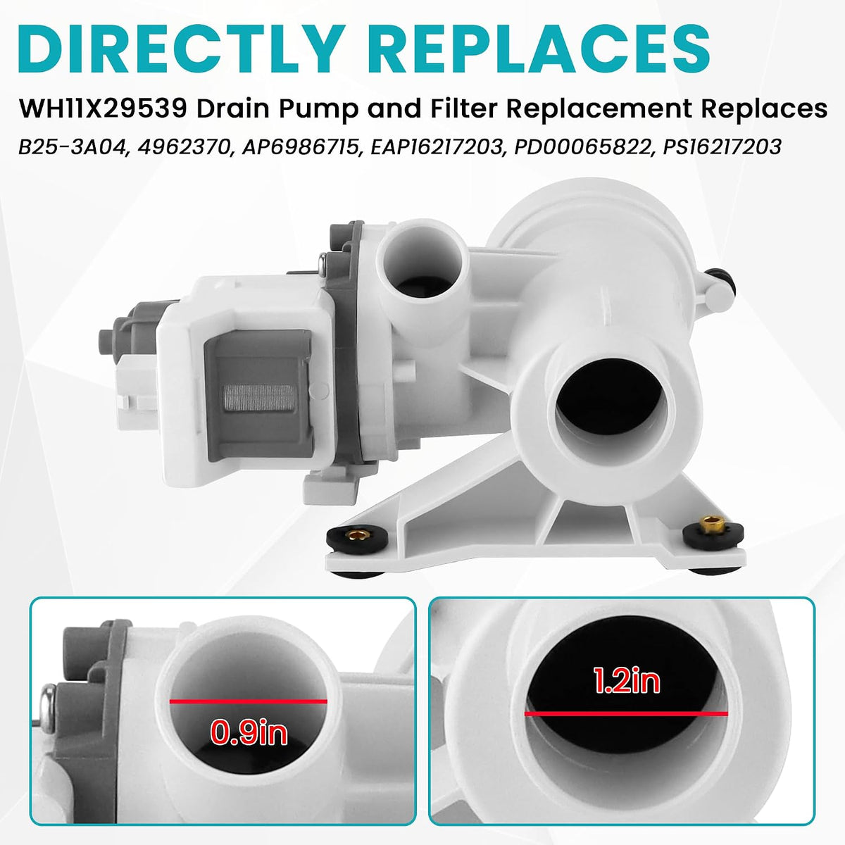 WH11X29539 WH11X39237 Washer Drain Pump and Filter Fit for G-E Washers