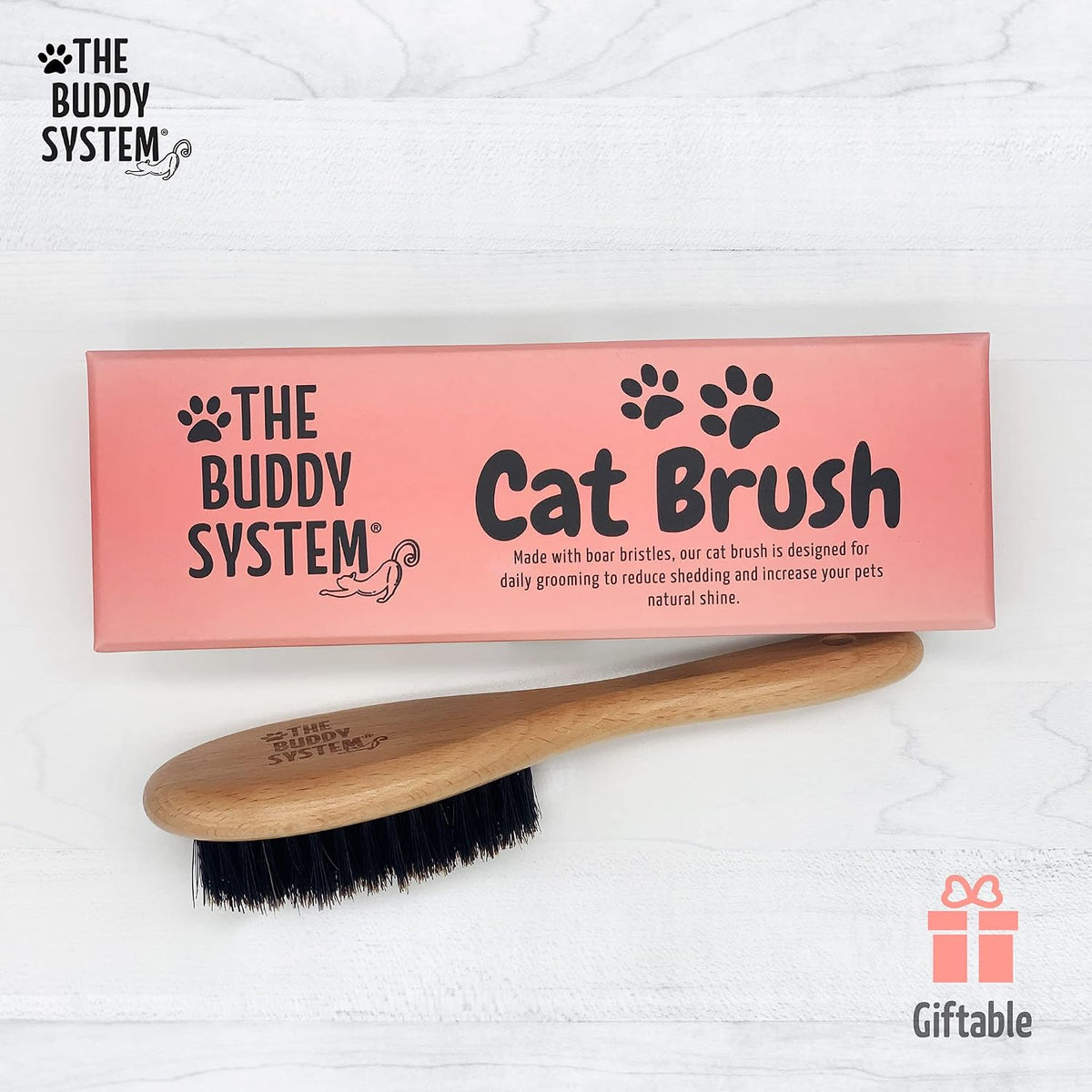 Soft Cat Brush with Boar Bristles, 1 Pack