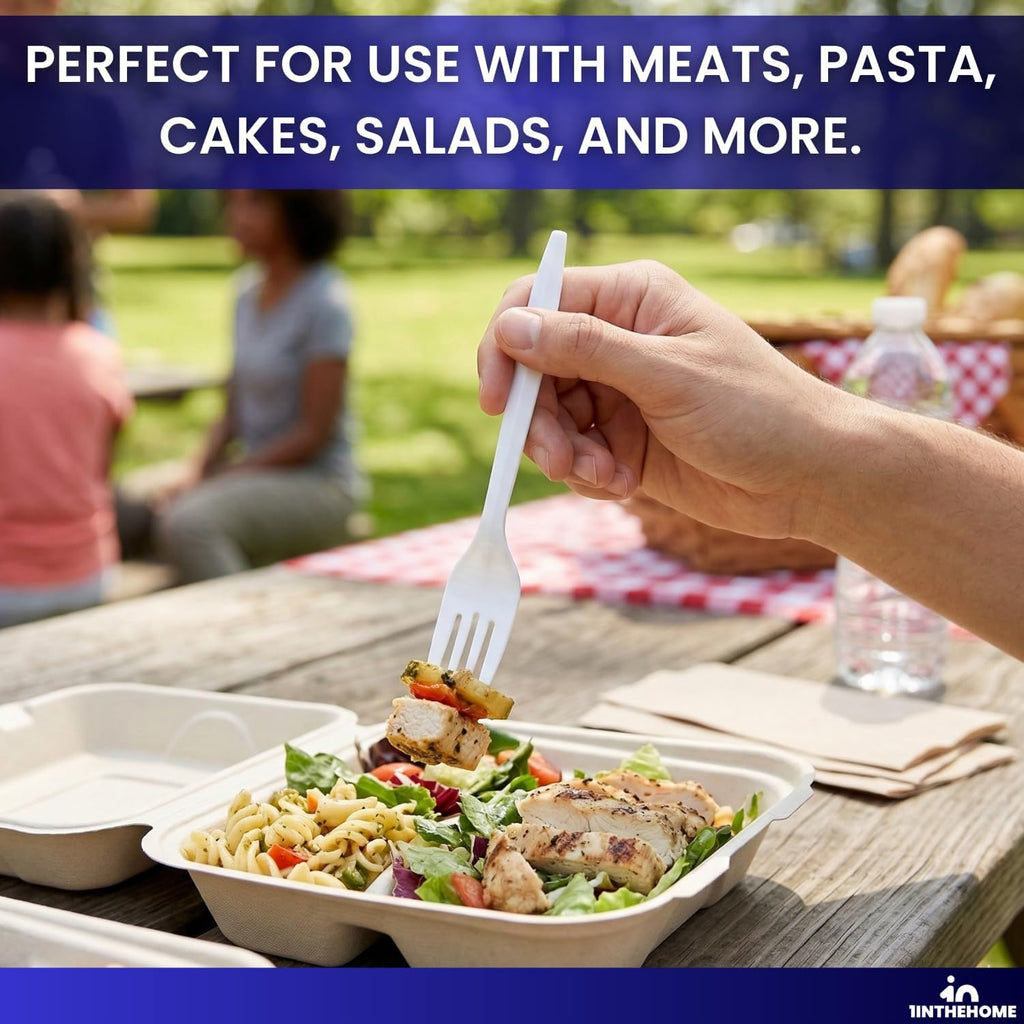 Plastic Forks Bulk, Disposable Medium Weight Cutlery, Heavy Duty White, 1000 Pack