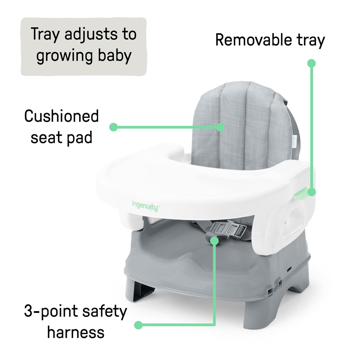 Deluxe Comfort Booster Seat for Kitchen Chair, Compact Fold, Portable, Lightweight, Toddler Booster Seat for Dining