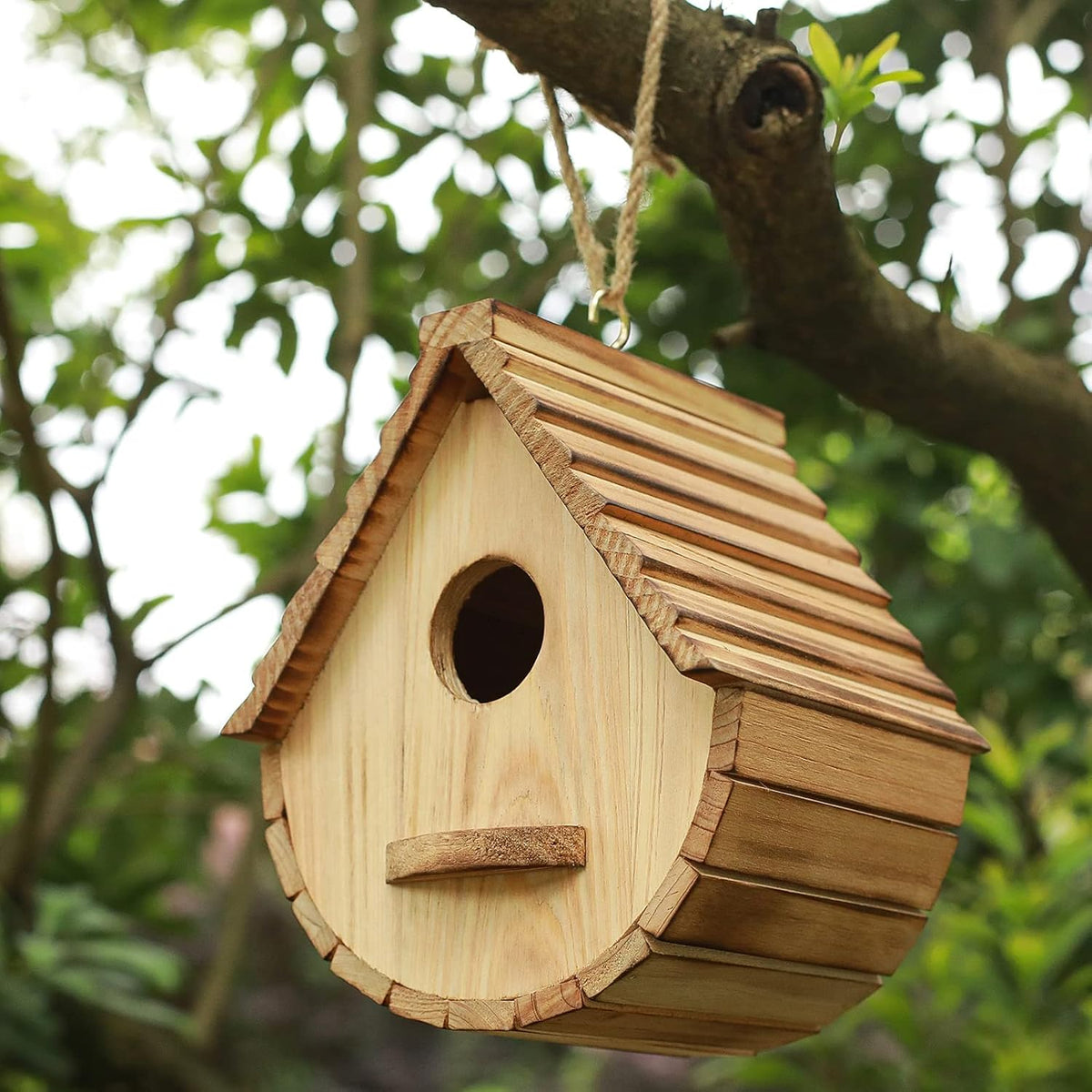 Bird House for Outside,Wood Birdhouses Outdoor, Wooden Bird House Bluebird Finch Cardinals Hanging Birdhouse for